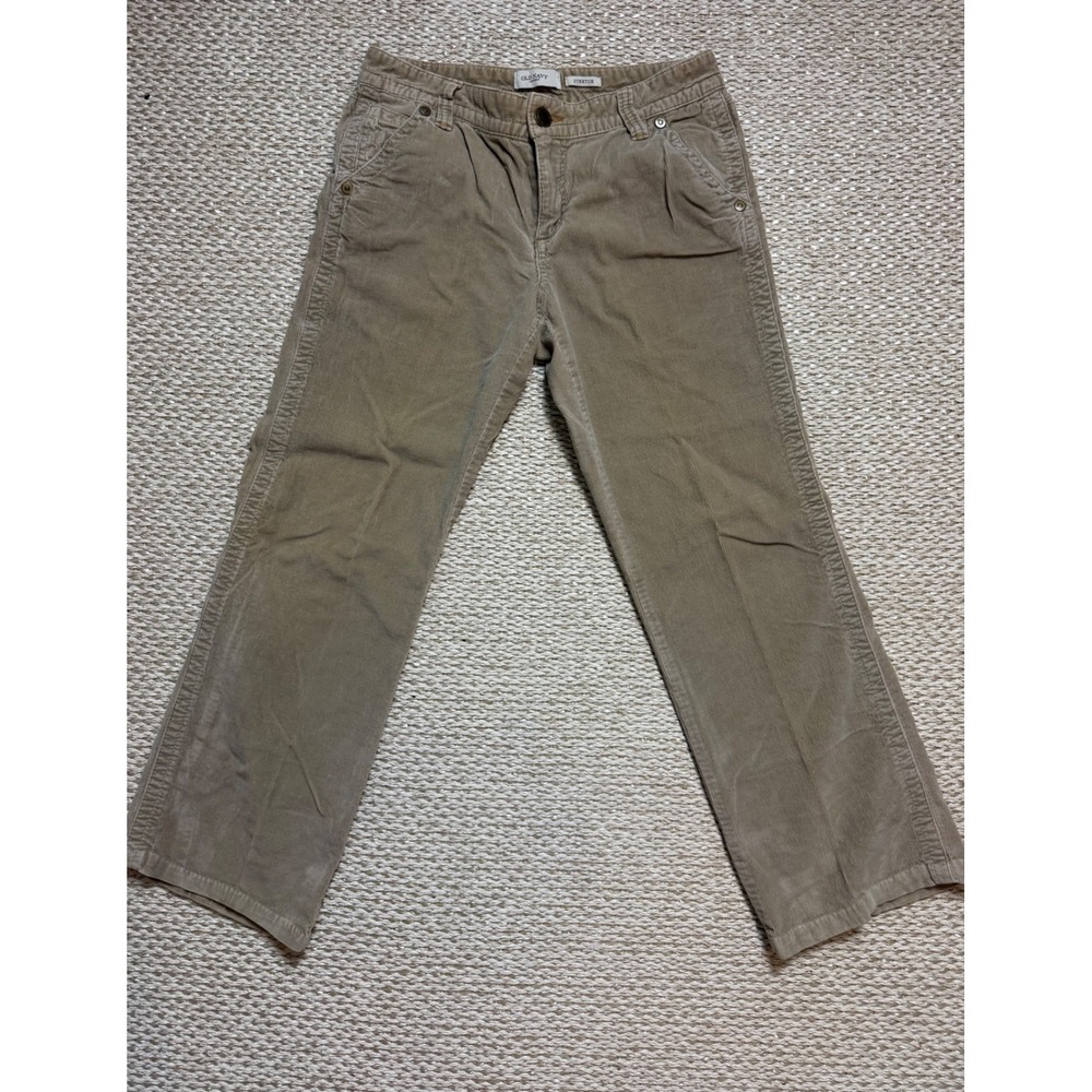 Old Navy Low Waist rise Y2K Stretch Corduroy pants retro tan wide leg size 8
